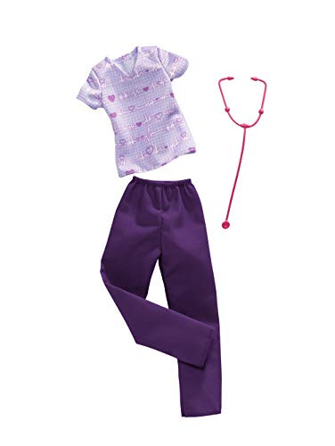 Barbie Clothes: Career Outfit for Barbie Doll, Nurse Scrubs with Stethoscope, Gift for 3 to 8 Year Olds