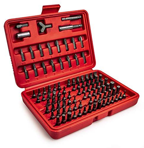 Bastex 100pc Security Bit Set Torx Star Tamper Screws Hex Key Phillips Slotted Tri Wing