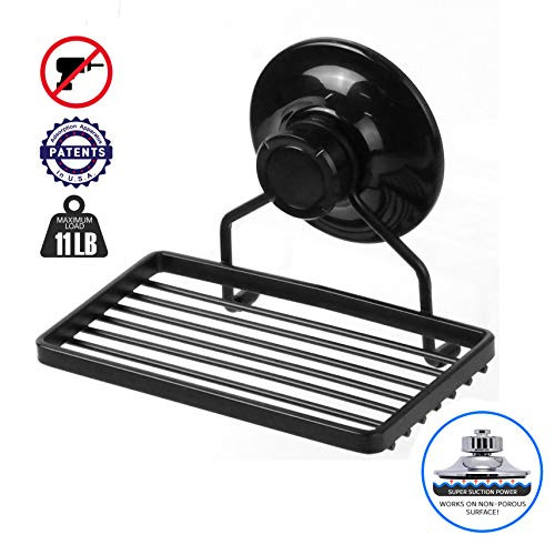 BATHBEYOND Vacuum Suction Cup Soap Dish Holder, Bar Soap Sponge Holder for Shower, Bathroom, Tub and Kitchen Sink - Rust Proof Stainless Steel Chrome, Black BATHBEYOND Vacuum Suction Cup Soap Dish Holder, Bar Soap Sponge Holder for Shower, Bathroom, Tub and Kitchen Sink - Rust Proof Stainless Steel Chrome, Black