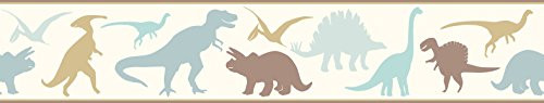 Chesapeake BYR94302B Dino Mighties Dinosaur Toss Wallpaper Border, Blue
