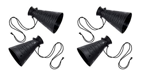 Beistle Action Cut Megaphones 4 Piece Awards Night Decorations Costume Accessory Photo Booth Props Party Favors, 6", Black