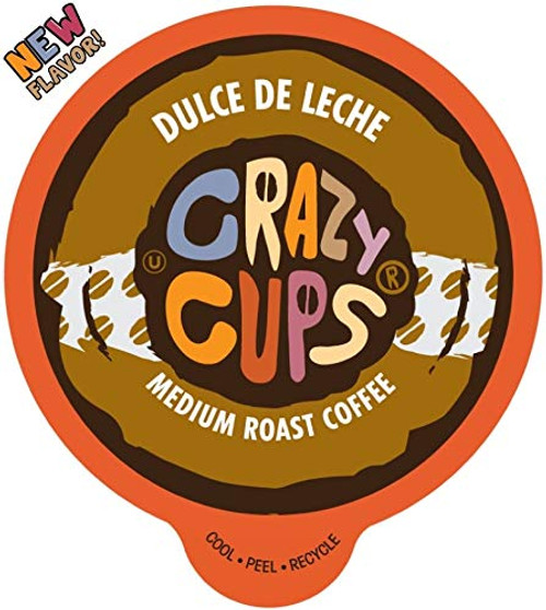 Crazy Cups Flavored Coffee for Keurig K-Cup Machines, Dulce de Leche, Hot or Iced Drinks, 22 Single Serve, Recyclable Pods