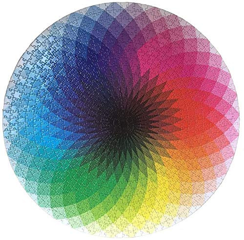 Bgraamiens Puzzle-1000 Pcs Round Gradient Color Rainbow Palette Jigsaw Puzzles Intellectual Game for Adults and Kids