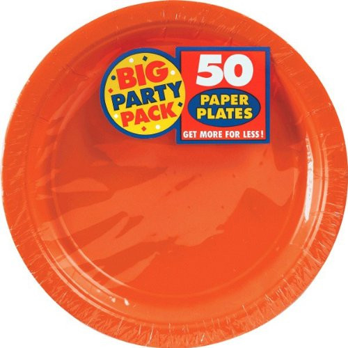 Big Party Pack Orange Peel Paper Plates | 9" | Pack of 50 | Party Supply