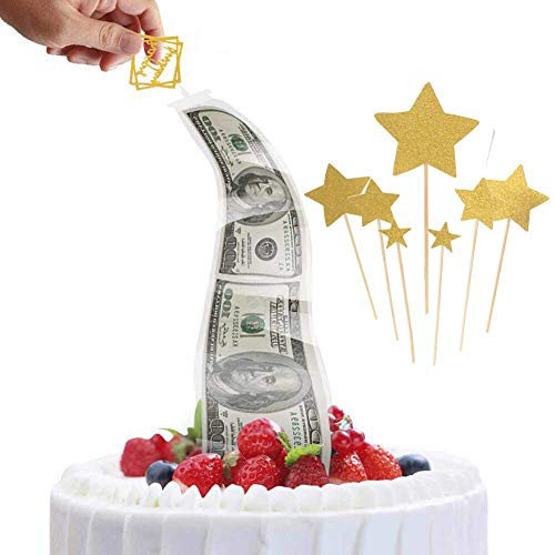 Money Cake Pull Out Kit, Cake Money Box with Happy Birthday Star Cake Toppers, Cake Atm Money Box