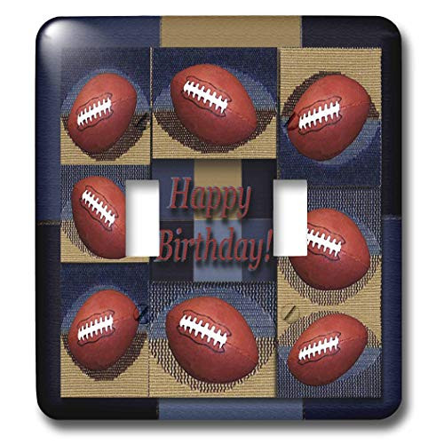 3dRose lsp_34403_2 Birthday, Football Blue and Tan Design Toggle Switch, Multi-Color