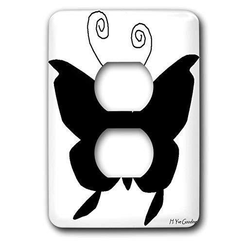 3dRose lsp_5895_6"Black Butterfly 2 Plug Outlet Cover, Multicolor