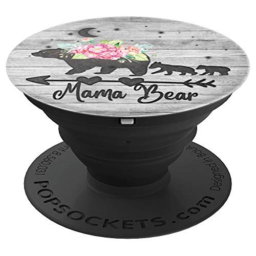 Black Floral Mama Bear and two Cubs On Vintage Gray Look PopSockets Grip and Stand for Phones and Tablets Black Floral Mama Bear and two Cubs On Vintage Gray Look PopSockets Grip and Stand for Phones and Tablets