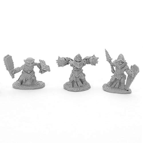 Reaper Mini Bloodstone Gnome Warriors (3) #44041 Bones Black Unpainted Plastic