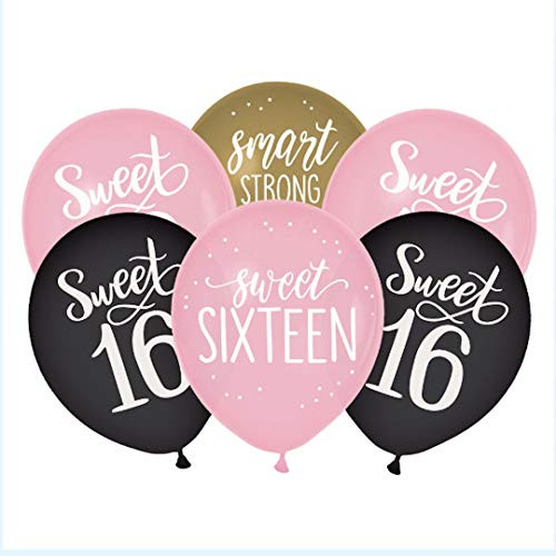 amscan"Sweet Sixteen" Birthday Assorted Color Latex Party Balloons, 15 Ct. (110575)