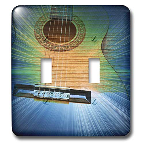 3dRose lsp_29262_2 Blue and Green Cosmic Guitar Music Double Toggle Switch