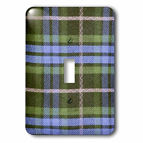 3dRose lsp_113035_1 Blue and Green Tartan Pattern with Black and Grey Gray Plaid Checks Checkered Scottish Scotland Light Switch Cover