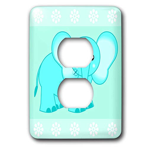 3dRose lsp_6099_6 Blue Baby Elephant 2 Plug Outlet Cover, Multicolor