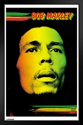 Pyramid America Bob Marley Face Black Wood Framed Art Poster 14x20