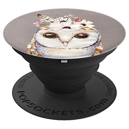 Boho Watercolor Owl Artistic Bird Lover Gift. PopSockets Grip and Stand for Phones and Tablets