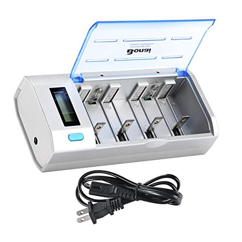 BONAI LCD Universal Battery Charger for AA, AAA, C, D, 9V Ni-MH Ni-CD Rechargeable Batteries with Discharge Function