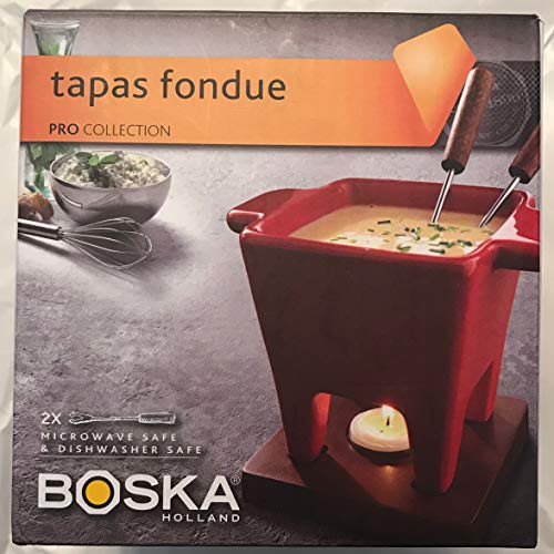 Boska Holland Tealight Fondue Set, For Cheese or Chocolate, Tapas, 200 mL Red, Pro Collection Boska Holland Tealight Fondue Set, For Cheese or Chocolate, Tapas, 200 mL Red, Pro Collection