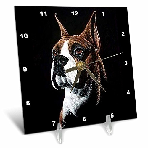 3dRose LLC Boxer Desk Clock, 6 by 6-Inch
