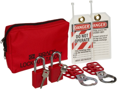 Brady Personal Lockout Tagout Pouch Kit - 105969,Includes 2 Safety Padlocks,Red
