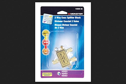 Monster Cable 2 Way Coax Splitter 75 Ohm 900 Mhz Carded Monster Cable 2 Way Coax Splitter 75 Ohm 900 Mhz Carded