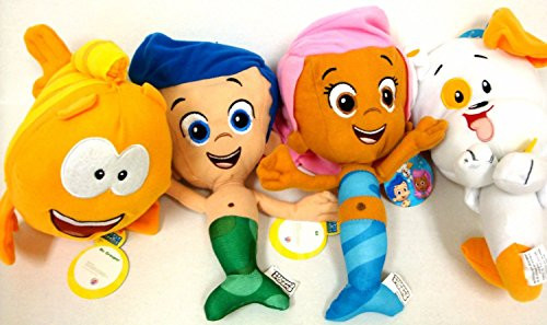 Bubble Guppies Gil, Molly, and Bubble Puppy and Mr Grouper Medium 4 Plush Doll Set 10"
