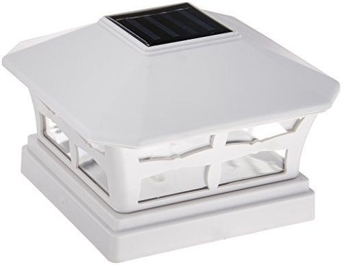 Garden Sun Light Solar Powered Post Cap Light for 5"x5" PVC Posts (White)