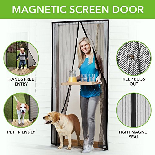 Magnetic Screen Door,Sell4Style Mesh Curtain Hands-Free Lace Mosquito Net Fits Doors up to 39"x83" MAX (39"x83", Black)