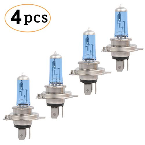 CK FORMULA (4 Pieces) H4 9003 HB2 Halogen Headlight Bulbs (Low and High Beam) 12V 100W/90W 5000K Super White, P43T Base