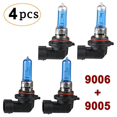 CK FORMULA (4 Pieces) Combo 9006/HB4 55W + 9005/HB3 65W Halogen Headlight Bulbs (Low/High Beam) 12V 5000K Super White