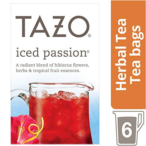 Tazo Iced Passion Tea Bag, Herbal Tea, 6 ct
