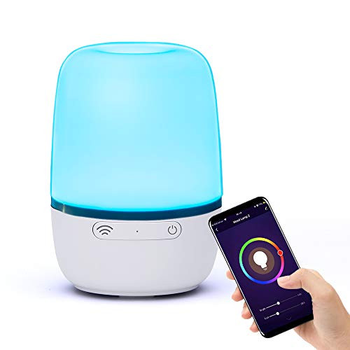 Brilex Smart WiFi Table Lamp, Bedside Lamp Compatible with Alexa Google Home, Modern Dimmable LED Nightstand Lamp, White & RGB Color Changing Night Light for Kids Room, Living Room