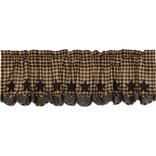 VHC Brands Primitive Kitchen Curtains Rod Pocket Cotton Appliqued Star 16x60 Valance, Raven Black VHC Brands Primitive Kitchen Curtains Rod Pocket Cotton Appliqued Star 16x60 Valance, Raven Black