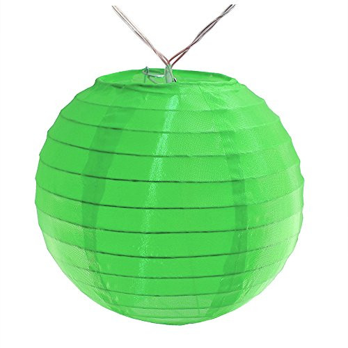 Lumabase 57601 10 Count Battery Operated String Light with 6" Nylon Lanterns, Green