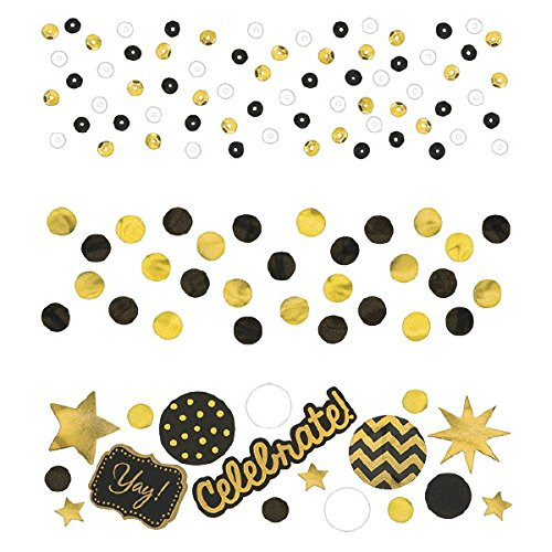 amscan Value Pack Confetti | Black and Gold | 1.2 oz | Party Decor | 12 Ct.