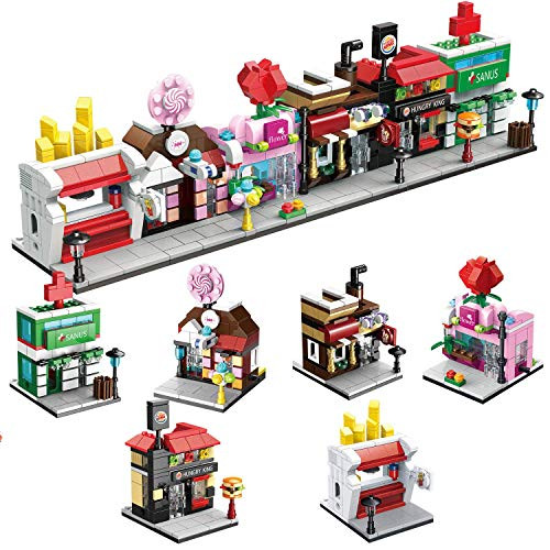 FUN LITTLE TOYS City Building Blocks with Shops, Building Bricks Party Favors for Kids, Educational STEM Toys Birthday Gifts for Boys & Girls
