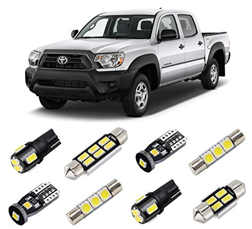 BRISHINE White LED Interior Light Kit for 2005-2015 Toyota Tacoma Super Bright 6000K Interior LED Bulbs Package + License Plate Lights and Install Tool