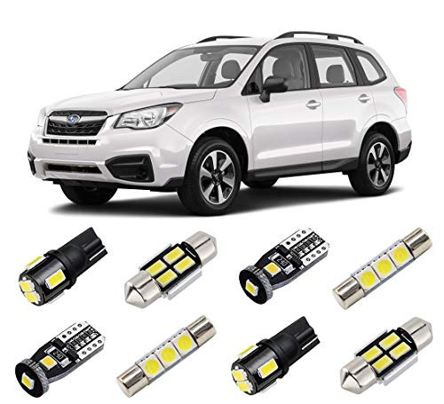BRISHINE White Interior LED Lights Kit for Subaru Forester 2014 2015 2016 2017 2018 2019 Super Bright 6000K LED Interior Light Bulbs Package + License Plate Lights and Install Tool