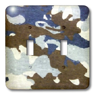 3dRose lsp_32035_2 Double Toggle Switch with Brown and Blue Camouflage