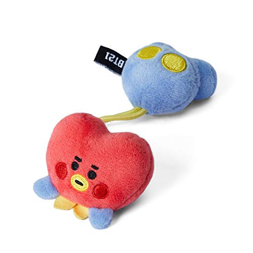 BT21 Official Merchandise by Line Friends - Baby Series TATA Character Plush Figure Elastics Hair Tie, Red