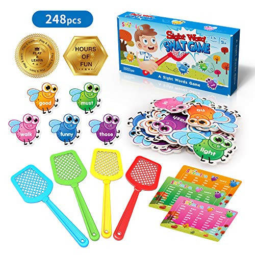 Shemira Sight Word Swat Game, Sight Word Educational Toy For Age of 3,4,5,6,7-Year-Old Boys & Girls, Homeschool, Phonics, Literacy Learning Games For Kids, Visual, Tactile and Auditory Learning,248pcs