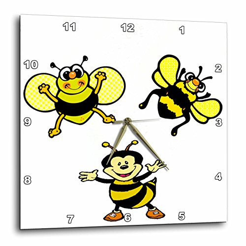 3dRose DPP_57748_1 Bumble Bee Party Wall Clock, 10 by 10-Inch