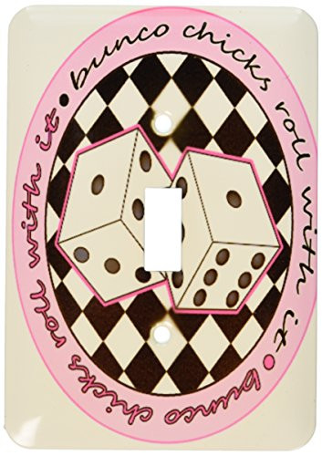 3dRose lsp_28498_1 Bunco Chicks Roll With It Pink and White Toggle Switch