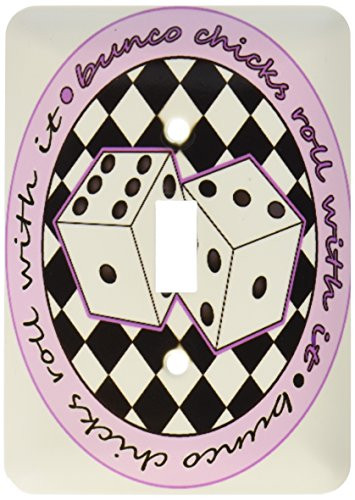 3dRose lsp_28499_1 Bunco Chicks Roll with It Purple and White Single Toggle Switch