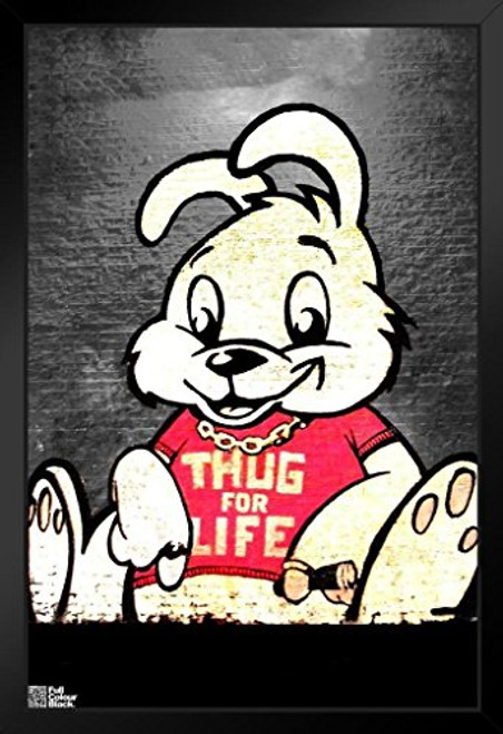 Pyramid America Bunny Thug Banksy Black Wood Framed Poster 14x20 Pyramid America Bunny Thug Banksy Black Wood Framed Poster 14x20