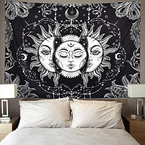 Likiyol Sun and Moon Tapestry Burning Sun with Star Tapestry Psychedelic Tapestry Black and White Mystic Tapestry Wall Hanging Likiyol Sun and Moon Tapestry Burning Sun with Star Tapestry Psychedelic Tapestry Black and White Mystic Tapestry Wall Hanging