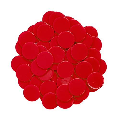100 Pieces counters Counting Chips Plastic Round Markers 1Inch Opaque Plastic Learning Counters Mini Poker Chips Game Tokens for Bingo Chips (Red, 0.9 inch)