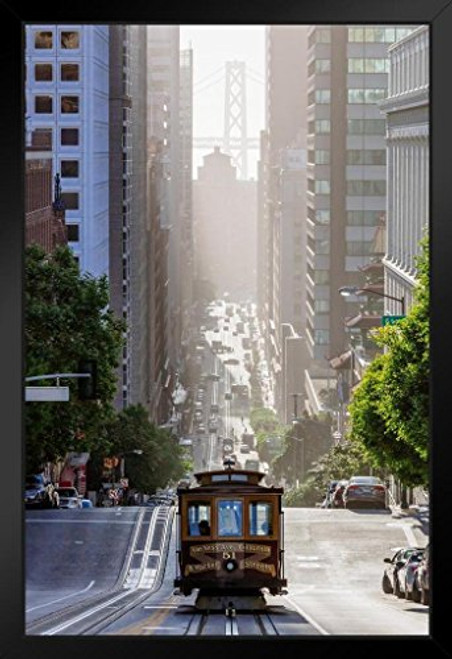 Cable Car on San Francisco California Street Photo Black Wood Framed Art Poster 14x20 Cable Car on San Francisco California Street Photo Black Wood Framed Art Poster 14x20
