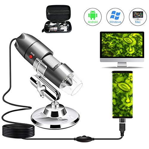 USB Microscope Camera 40X to 1000X, Cainda Digital Microscope with Metal Stand & Carrying Case Compatible with Android Windows 7 8 10 Linux Mac, Portable Microscope Camera (USB Microscope)