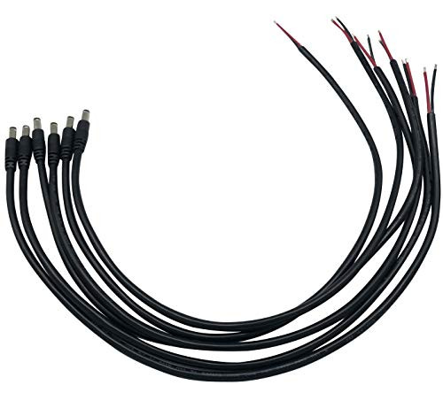 Asicminer DC Power 12V 5.5mm x 2.5mm Barrel Male Plug Connector Pigtail 16AWG (6 Pack)