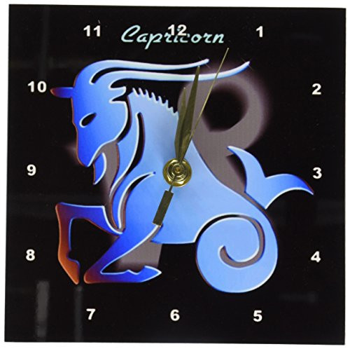 3dRose Capricorn Zodiac Sign Desk Clock, 6 by 6-Inch